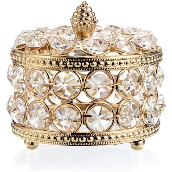 Crystal Mirrored Jewelry Box Trinket Ring Earrings Necklace Storage Keepsake - Picture 7 of 7